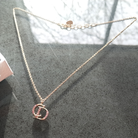 Authentic Christian Dior logo with pink spangle necklace - Picture 2 of 7
